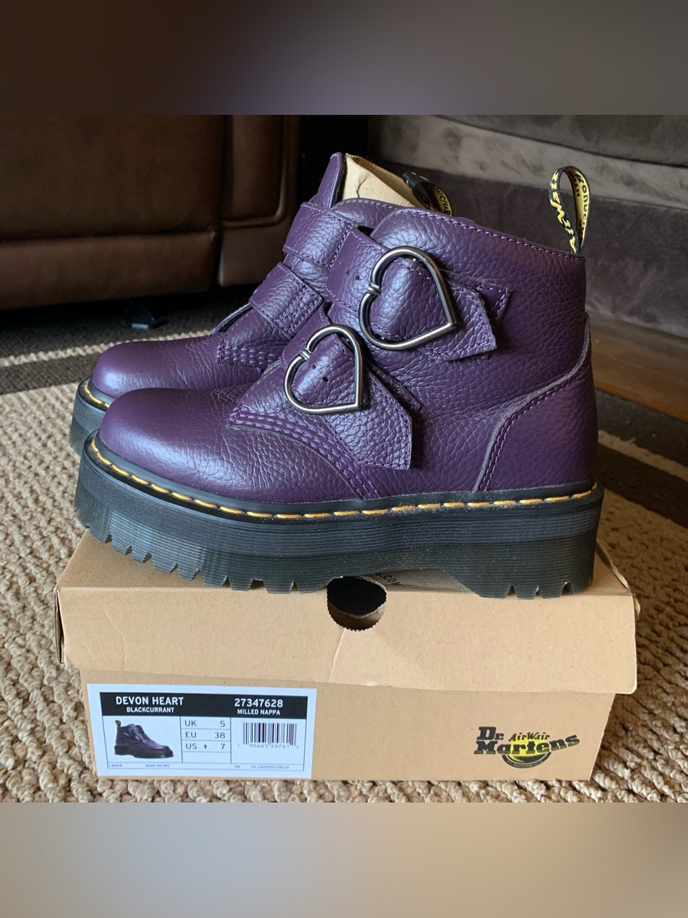 Dr. Martens Devon Heart Ankle Boots in Deep Purple